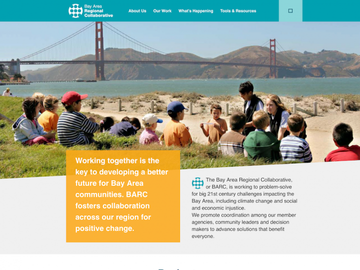 Screenshot of Bay Area Regional Collaborative home page