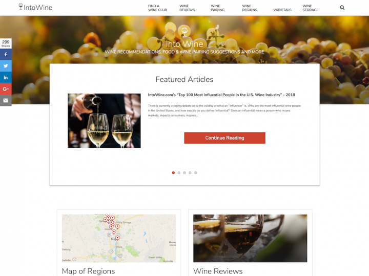 Screenshot of Intowine.com home page